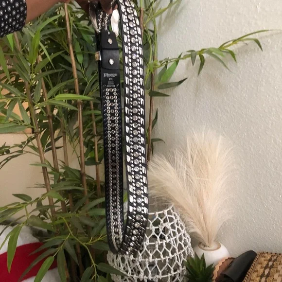 小物 00s neighborhood studs belt grunge y2k Y2K Grunge Goth Black Silver Genuine Leather Chunky Studded